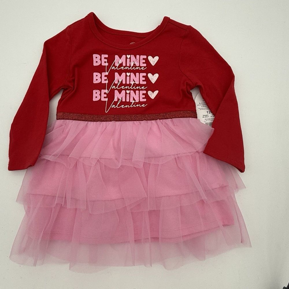 Infant Tutu Dress Sz 12m Be Mine Valentine dress tulle skirt pink Top is Red NWT
